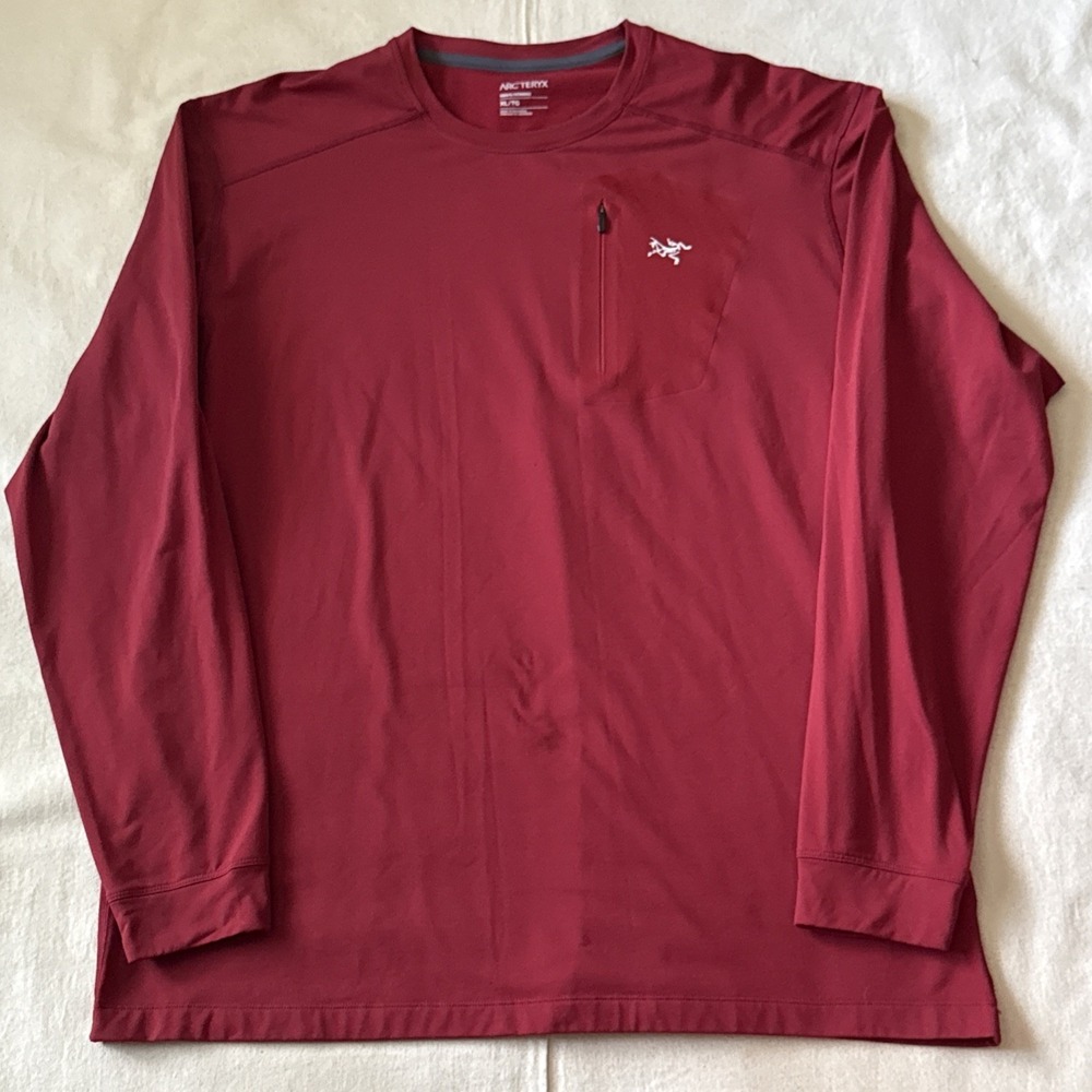 Arc'teryx Men's XL Brick Red Outdoor Base Layer Rho LT Crew Neck Top